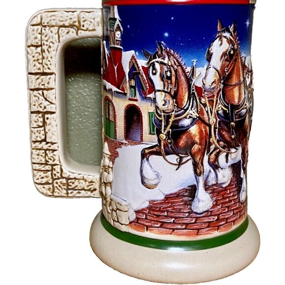 Budweiser Holiday Stein Grant’s Farm 1998 Holiday Anheuser-Busch Mint Brazil - Picture 2 of 16